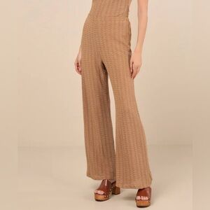 Cove Light Brown Textured High-Rise Pants